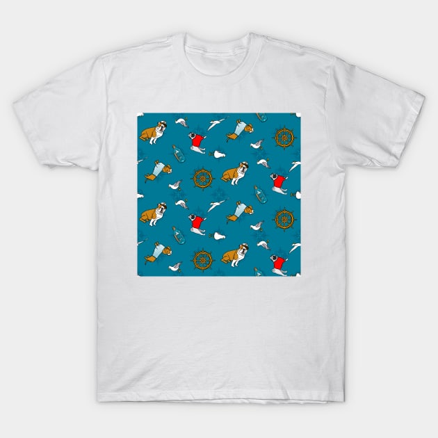 Salty Sea dogs pattern T-Shirt by Quick Brown Fox Canada 